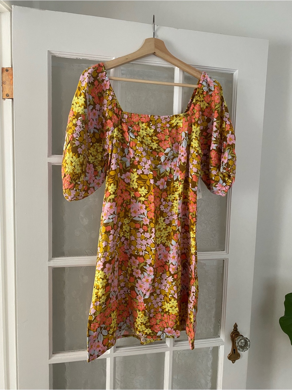 Billabong Floral Mini Dress in Yellow, Pink, Orange